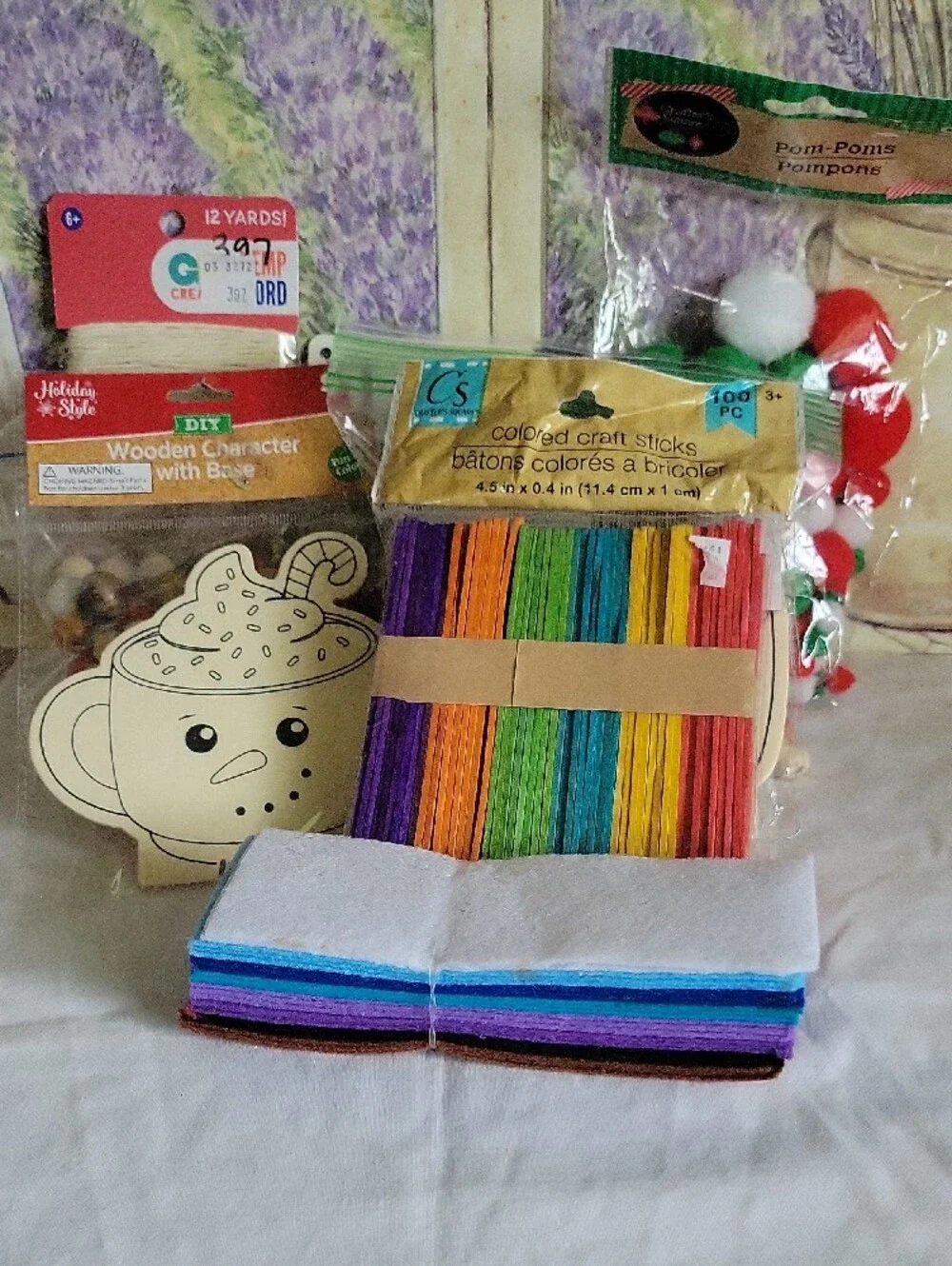 Huge Holiday Craft Supplies Bundle DIY Christmas Snowman Wood Cutouts PomPoms